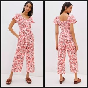 NEW Anthropologie Find Me Now Effie Floral Jumpsuit In Red